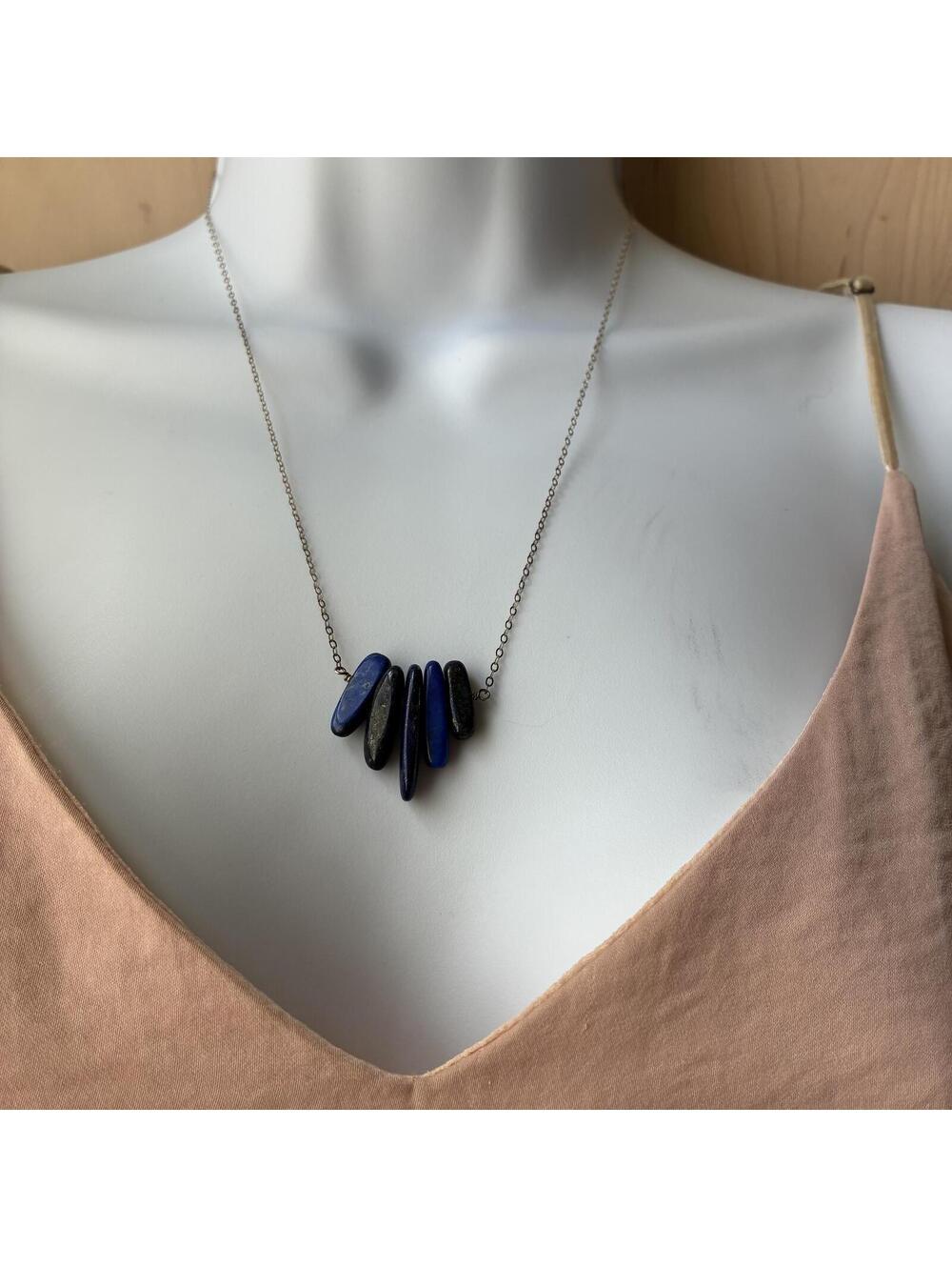Lapis Lazuli and Silver 18" necklace
